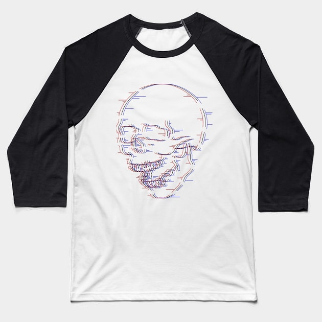Glitch Skull (Black Base) Baseball T-Shirt by WolfCommander